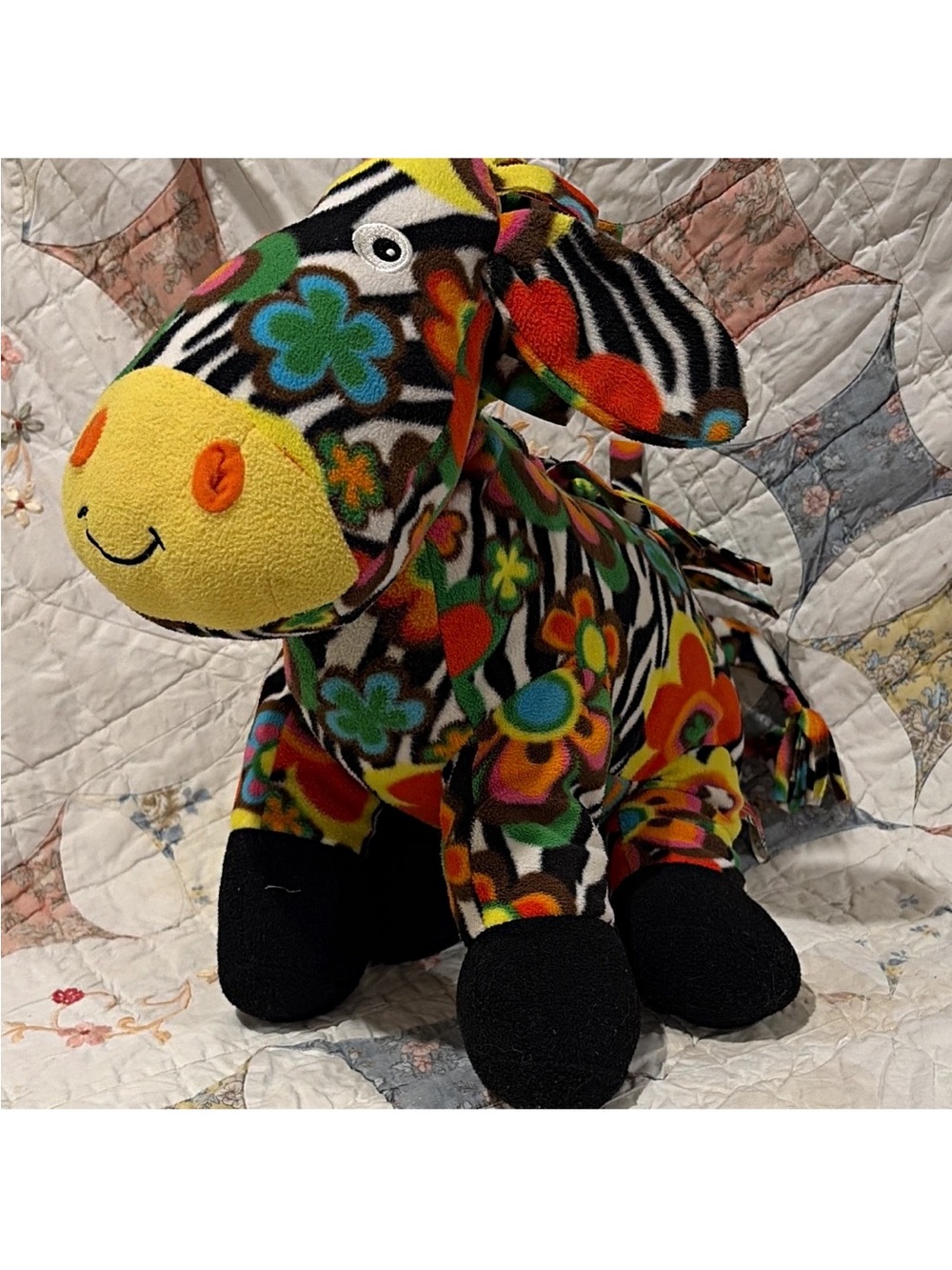 Melissa & Doug Beeposh “Zelda” Colorful Floral Zebra Plush 18”